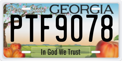 GA license plate PTF9078