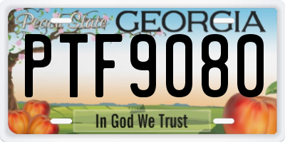 GA license plate PTF9080