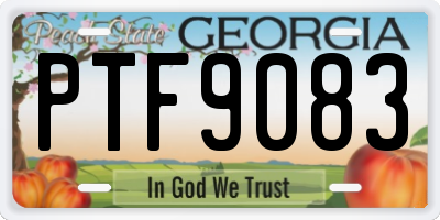 GA license plate PTF9083