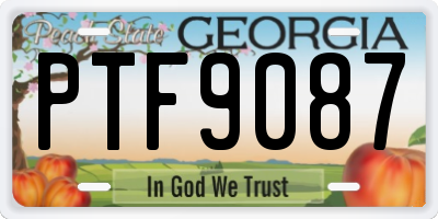 GA license plate PTF9087