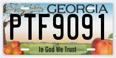 GA license plate PTF9091