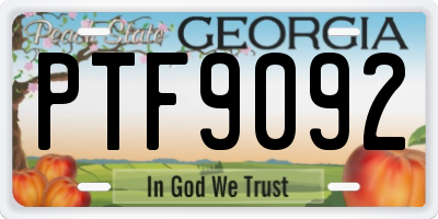GA license plate PTF9092