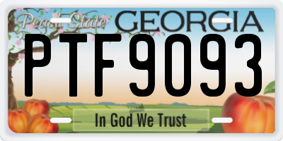 GA license plate PTF9093