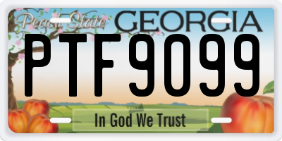 GA license plate PTF9099