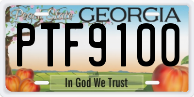 GA license plate PTF9100