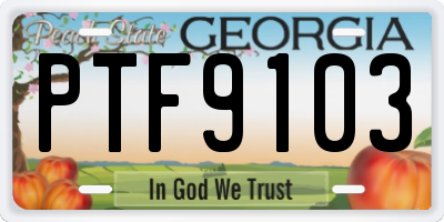 GA license plate PTF9103