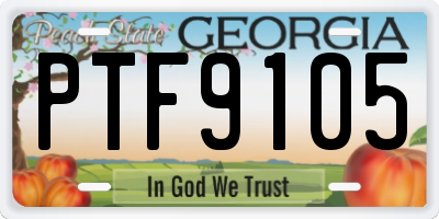 GA license plate PTF9105