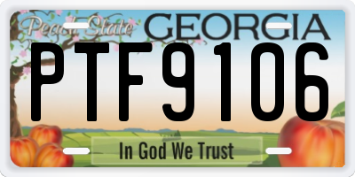 GA license plate PTF9106