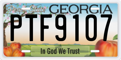 GA license plate PTF9107