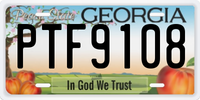 GA license plate PTF9108