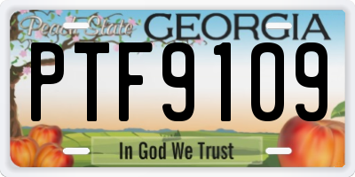 GA license plate PTF9109