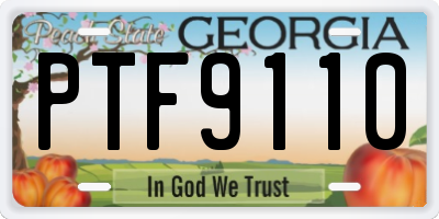 GA license plate PTF9110