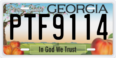 GA license plate PTF9114