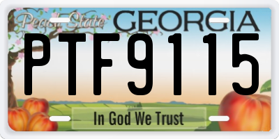 GA license plate PTF9115