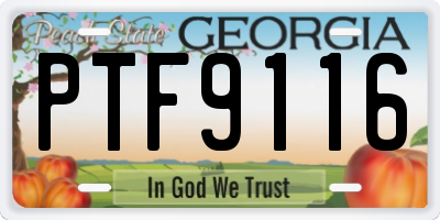GA license plate PTF9116
