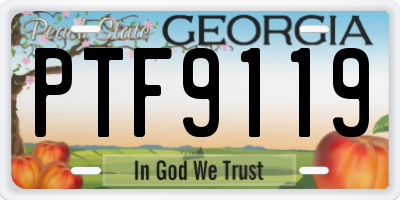 GA license plate PTF9119