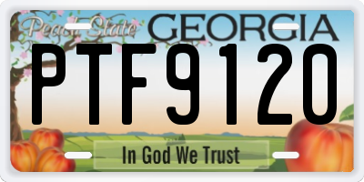 GA license plate PTF9120