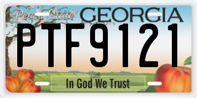 GA license plate PTF9121