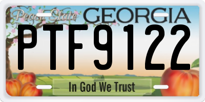 GA license plate PTF9122