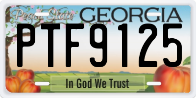 GA license plate PTF9125