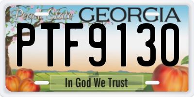 GA license plate PTF9130