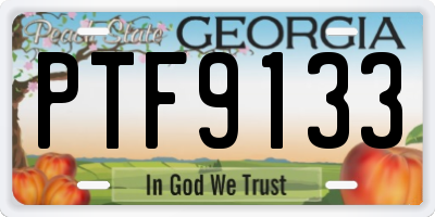 GA license plate PTF9133