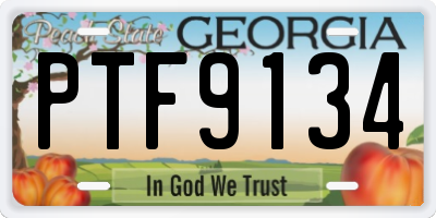 GA license plate PTF9134