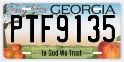 GA license plate PTF9135