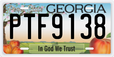 GA license plate PTF9138