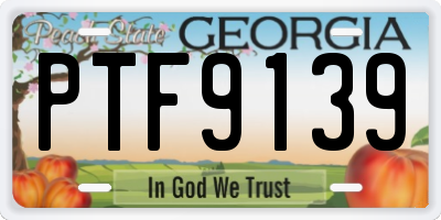 GA license plate PTF9139