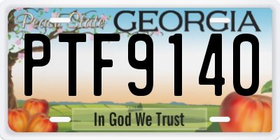 GA license plate PTF9140