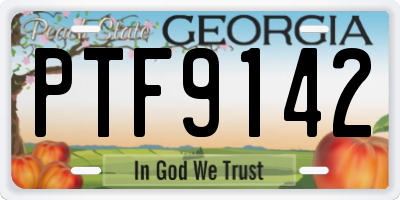 GA license plate PTF9142