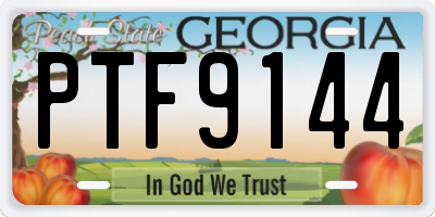 GA license plate PTF9144