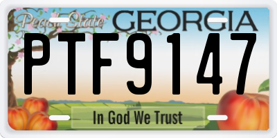 GA license plate PTF9147