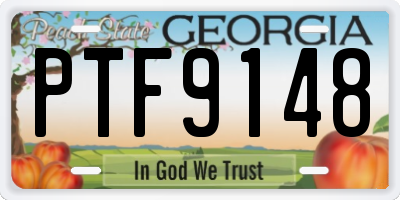 GA license plate PTF9148