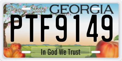 GA license plate PTF9149