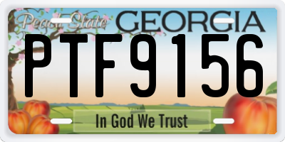 GA license plate PTF9156