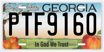 GA license plate PTF9160