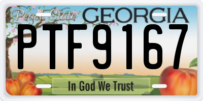 GA license plate PTF9167