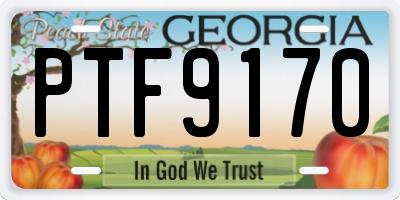 GA license plate PTF9170