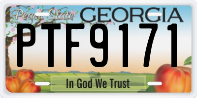 GA license plate PTF9171