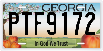 GA license plate PTF9172