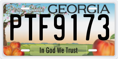 GA license plate PTF9173