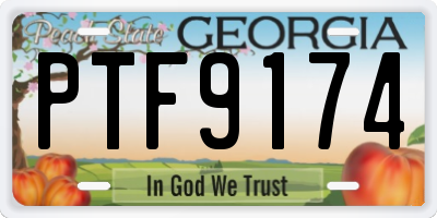 GA license plate PTF9174