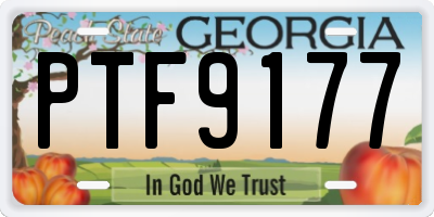 GA license plate PTF9177