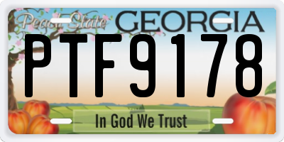 GA license plate PTF9178
