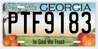GA license plate PTF9183