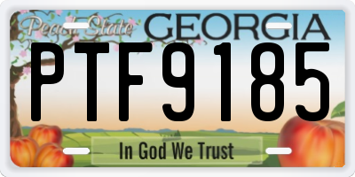 GA license plate PTF9185