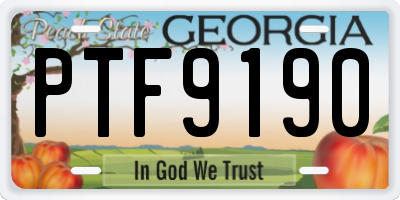 GA license plate PTF9190