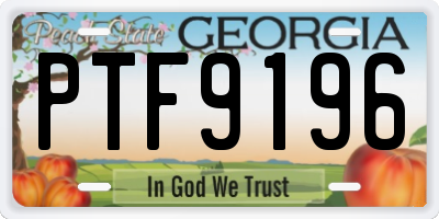 GA license plate PTF9196
